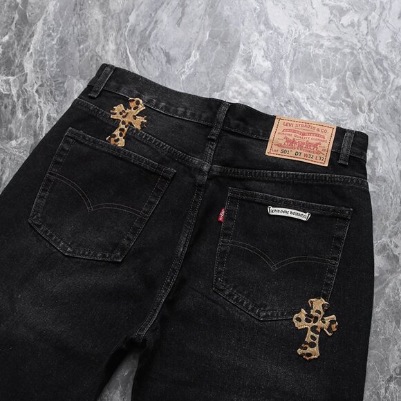 Chrome Heart Leather Patch Jeans - Picture 4 of 10